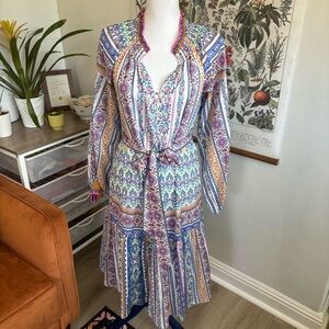 Hale Bob Multicolor Bohemian Print Women's Dress Large